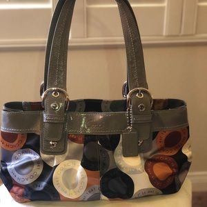 Coach Bags - COACH SOHO OP ART GRAY/ MULTI COLOR SATIN HANDBAG Coach Bags - COACH SOHO OP ART GRAY/ MULTI COLOR SATIN HANDBAG